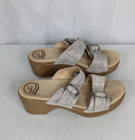 Dansko Sophie Metallic Two Strap Leather Open Toe Sandals - Picture 3 of 7